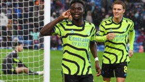 bukayo saka arsenal celebrates scoring 880164590